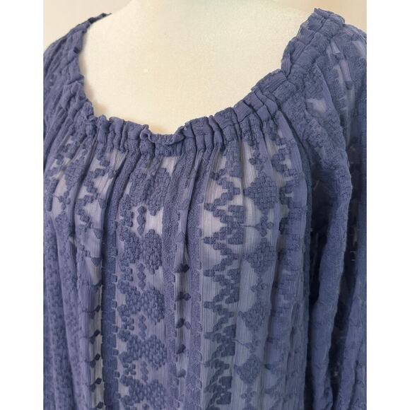 Rebecca Taylor Silk Sheer Embroidered Blouse Size 8 (ruffle hem feminine) - Picture 2 of 7